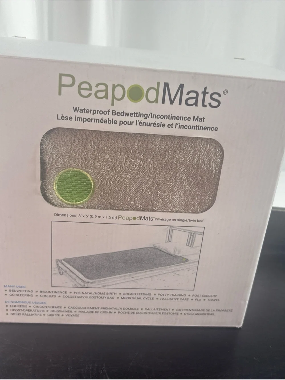 PeapodMats Waterproof Bedwetting & Incontinence Mat 3' x 5' Reusable Washable